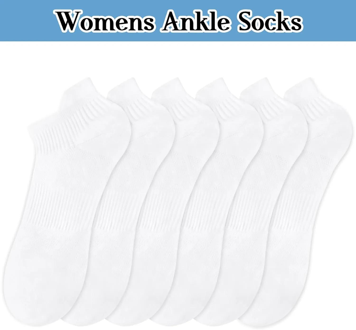 Loritta 6 Pairs Womens Ankle Socks Gym Athletic Cushioned Low Cut Casual Workout Sports Running Socks