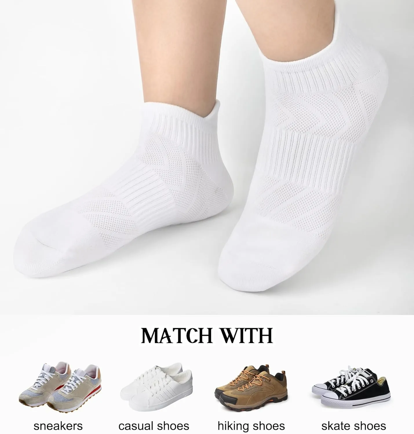 Loritta 6 Pairs Womens Ankle Socks Gym Athletic Cushioned Low Cut Casual Workout Sports Running Socks
