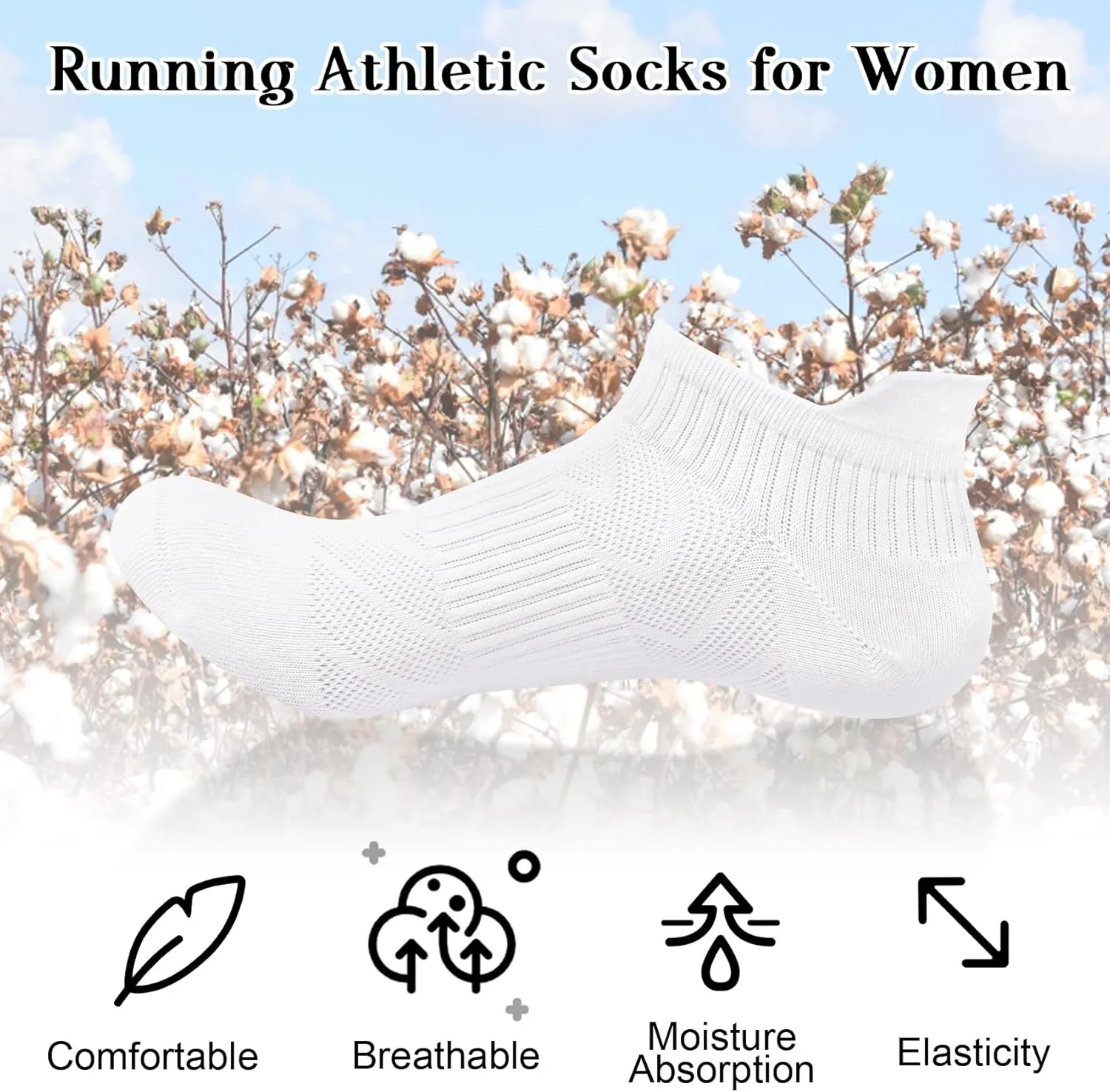 Loritta 6 Pairs Womens Ankle Socks Gym Athletic Cushioned Low Cut Casual Workout Sports Running Socks