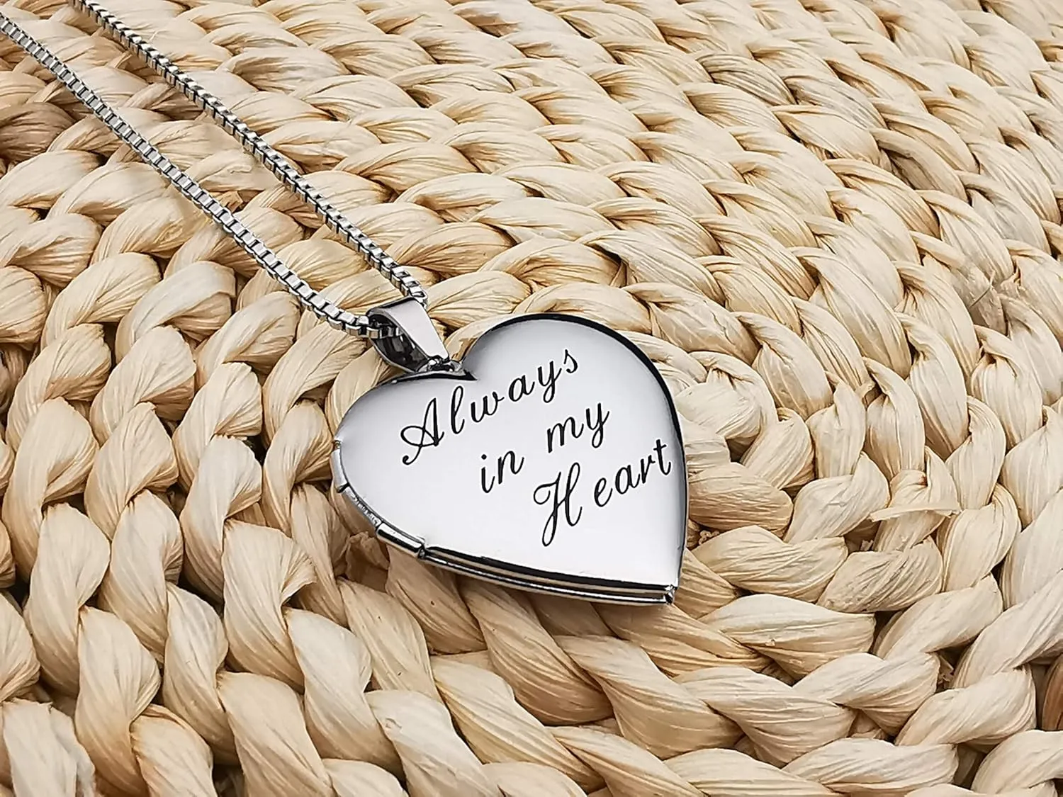 Love Heart Locket Necklace That Holds Pictures, Initial Alphabet A-Z Photo Lockets
