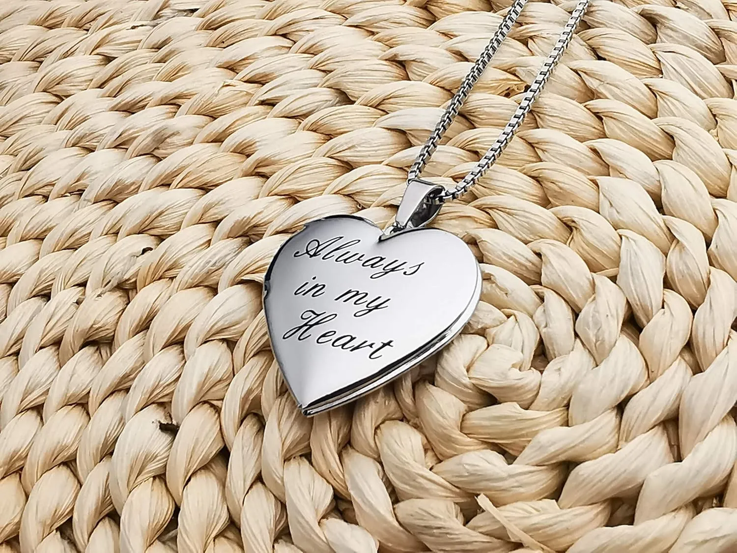 Love Heart Locket Necklace That Holds Pictures, Initial Alphabet A-Z Photo Lockets