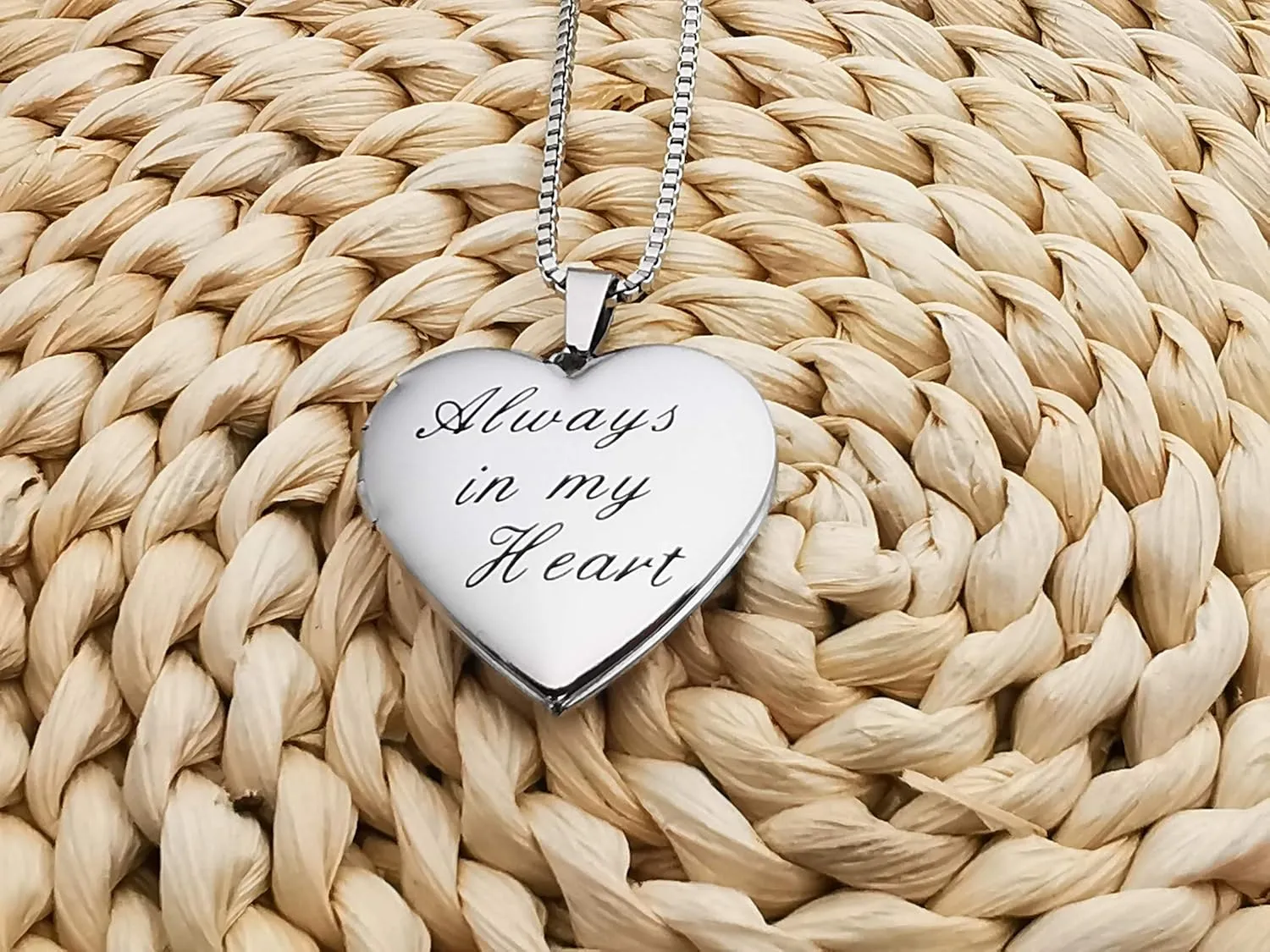 Love Heart Locket Necklace That Holds Pictures, Initial Alphabet A-Z Photo Lockets