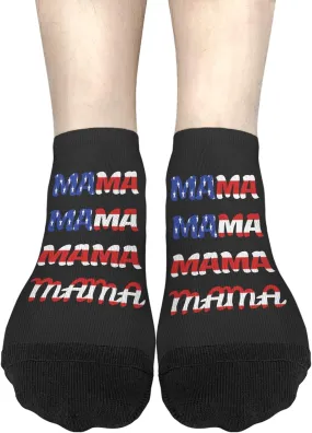 Mama American Flag Womens No Show Socks Athletic Womens Socks