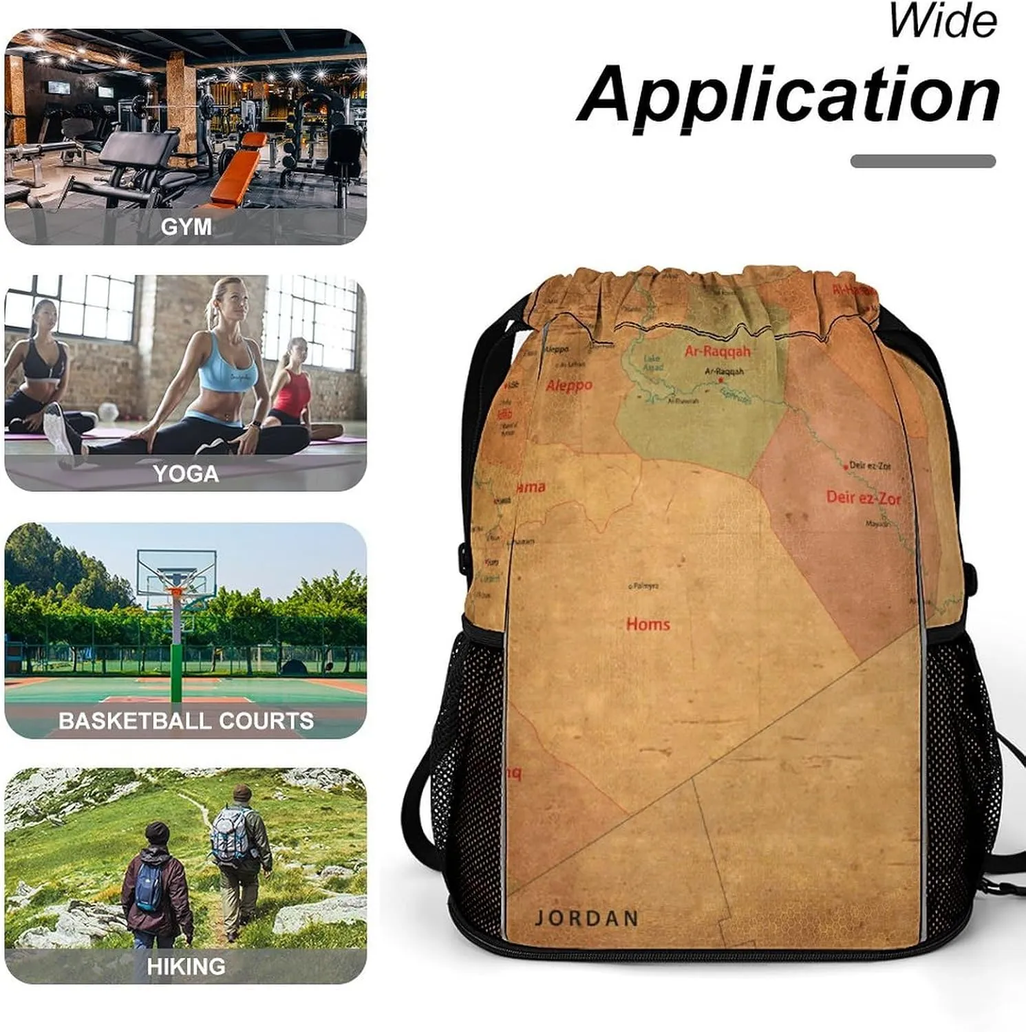 Map of Turkmenistan Storage Bag Drawstring Sports Pocket Backpack, Shoe Bags, Multi-Function Bags