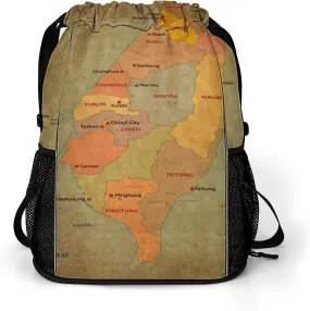 Map of Turkmenistan Storage Bag Drawstring Sports Pocket Backpack, Shoe Bags, Multi-Function Bags