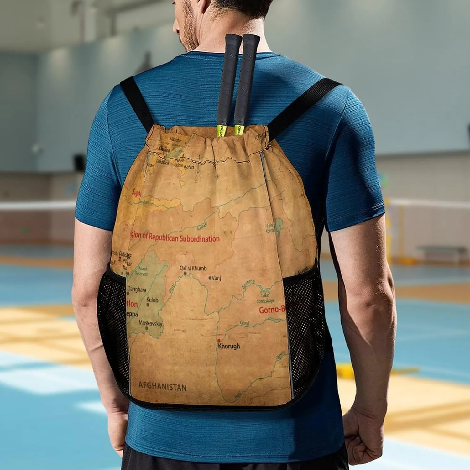 Map of Turkmenistan Storage Bag Drawstring Sports Pocket Backpack, Shoe Bags, Multi-Function Bags