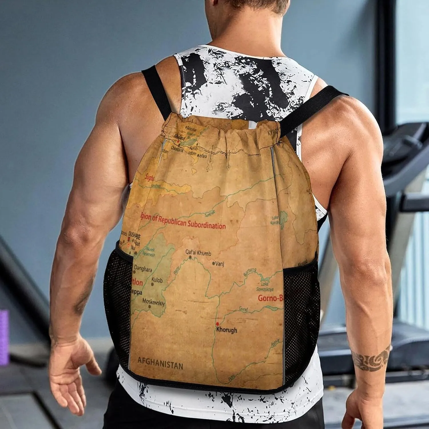 Map of Turkmenistan Storage Bag Drawstring Sports Pocket Backpack, Shoe Bags, Multi-Function Bags