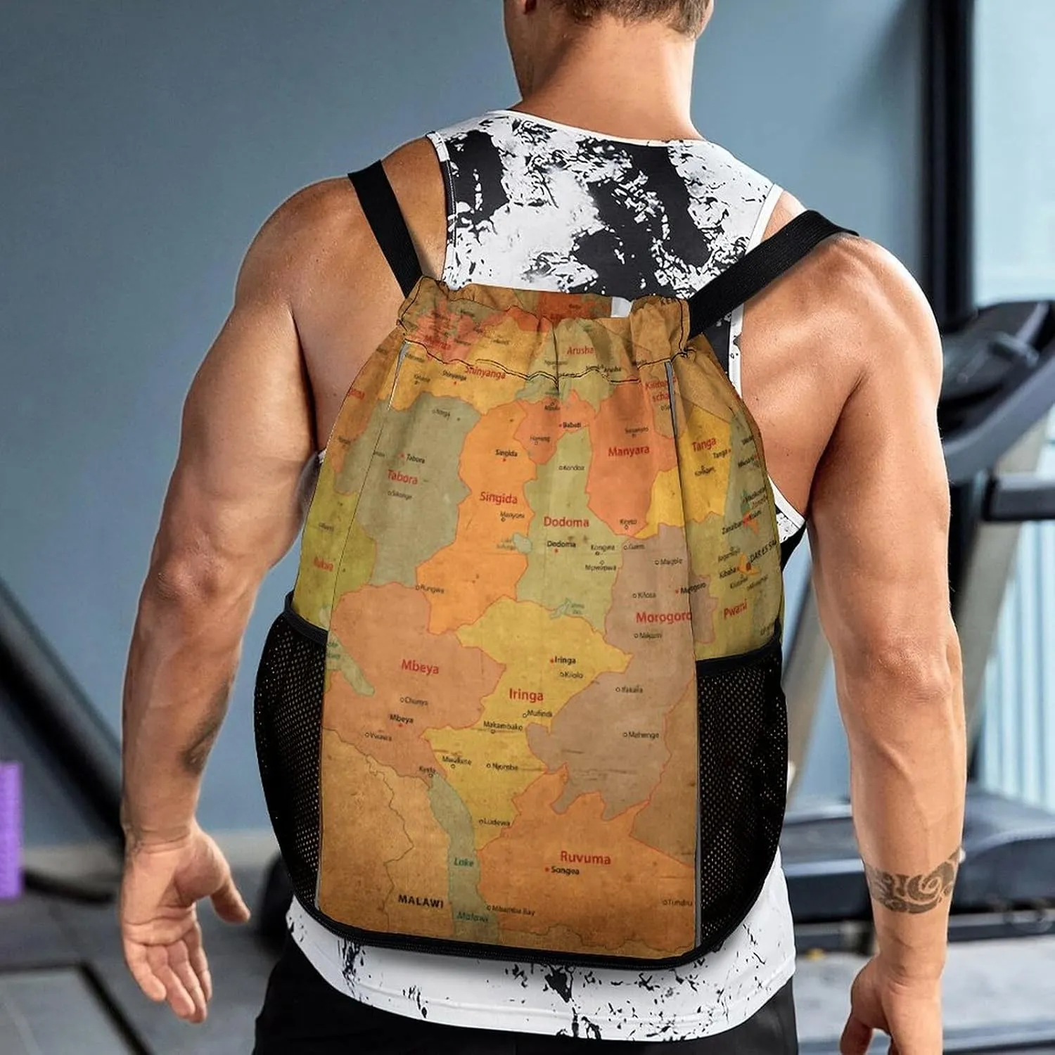 Map of Turkmenistan Storage Bag Drawstring Sports Pocket Backpack, Shoe Bags, Multi-Function Bags