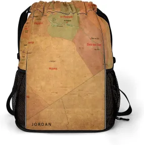 Map of Turkmenistan Storage Bag Drawstring Sports Pocket Backpack, Shoe Bags, Multi-Function Bags