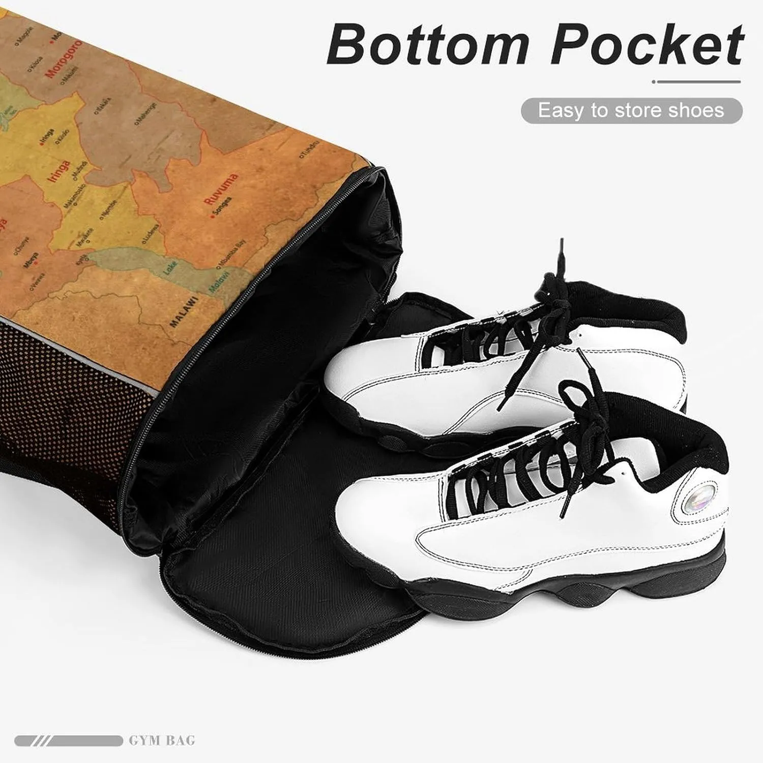 Map of Turkmenistan Storage Bag Drawstring Sports Pocket Backpack, Shoe Bags, Multi-Function Bags