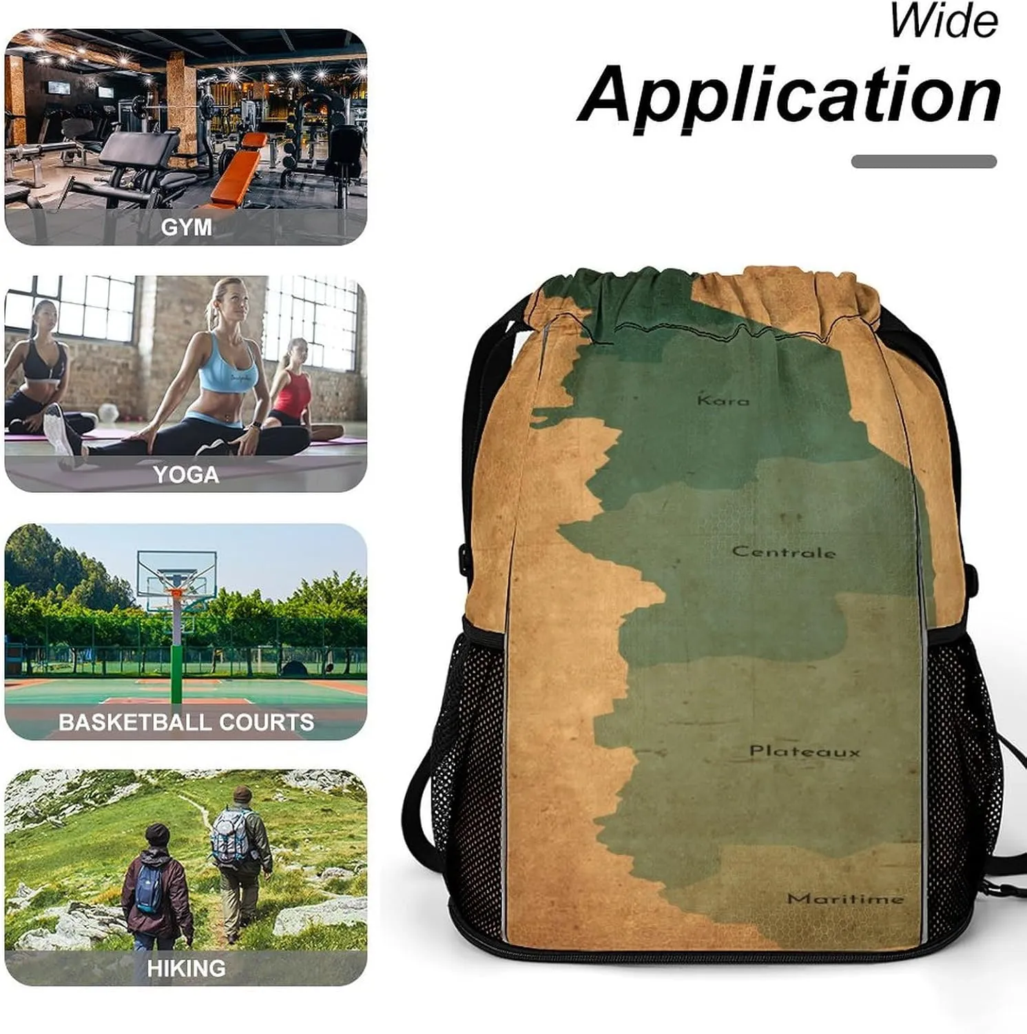 Map of Turkmenistan Storage Bag Drawstring Sports Pocket Backpack, Shoe Bags, Multi-Function Bags