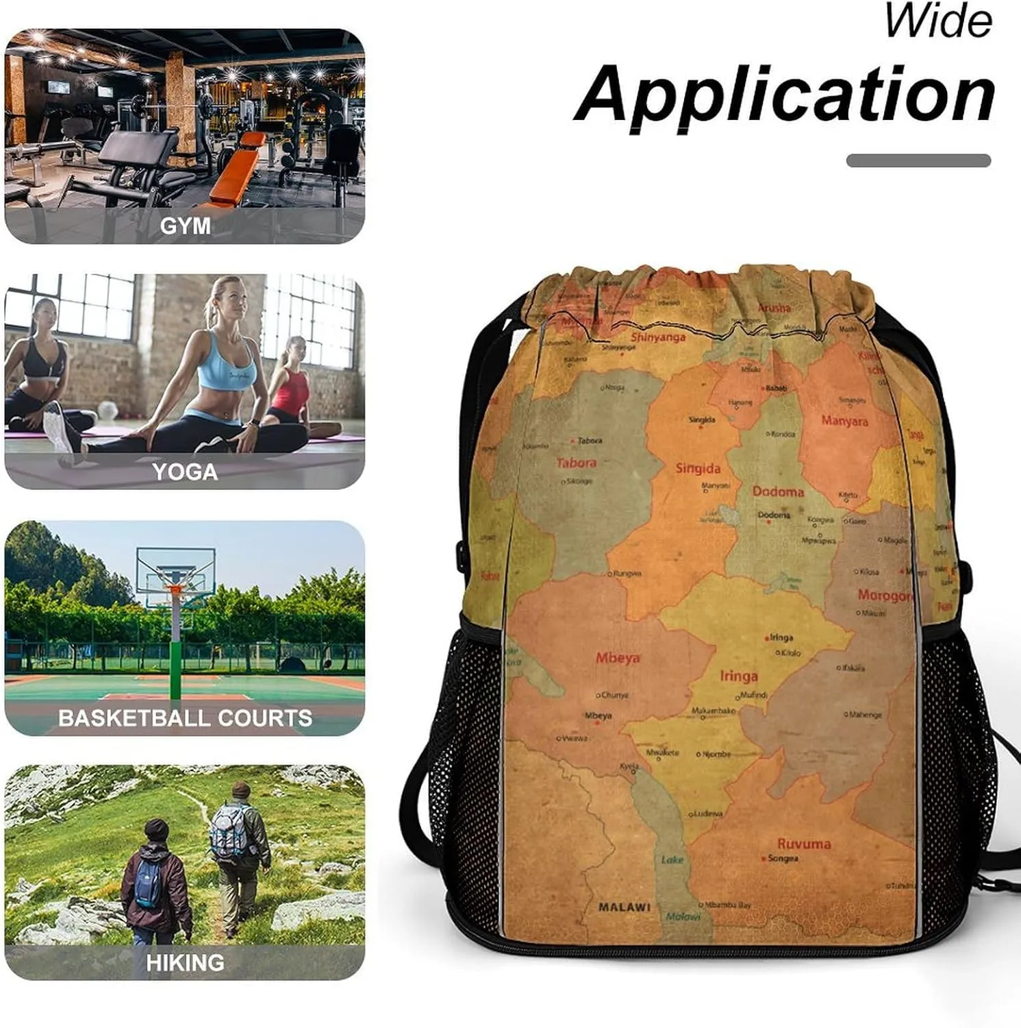 Map of Turkmenistan Storage Bag Drawstring Sports Pocket Backpack, Shoe Bags, Multi-Function Bags
