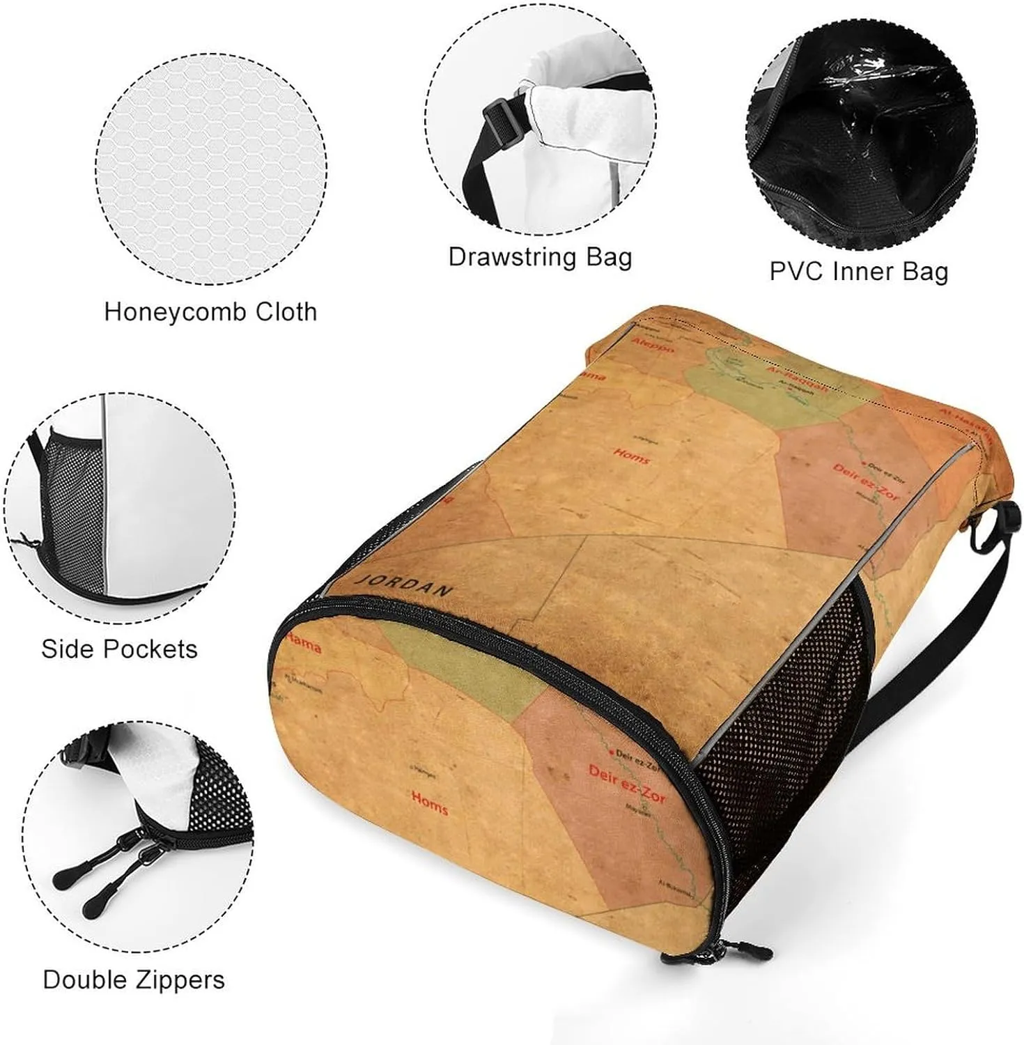 Map of Turkmenistan Storage Bag Drawstring Sports Pocket Backpack, Shoe Bags, Multi-Function Bags