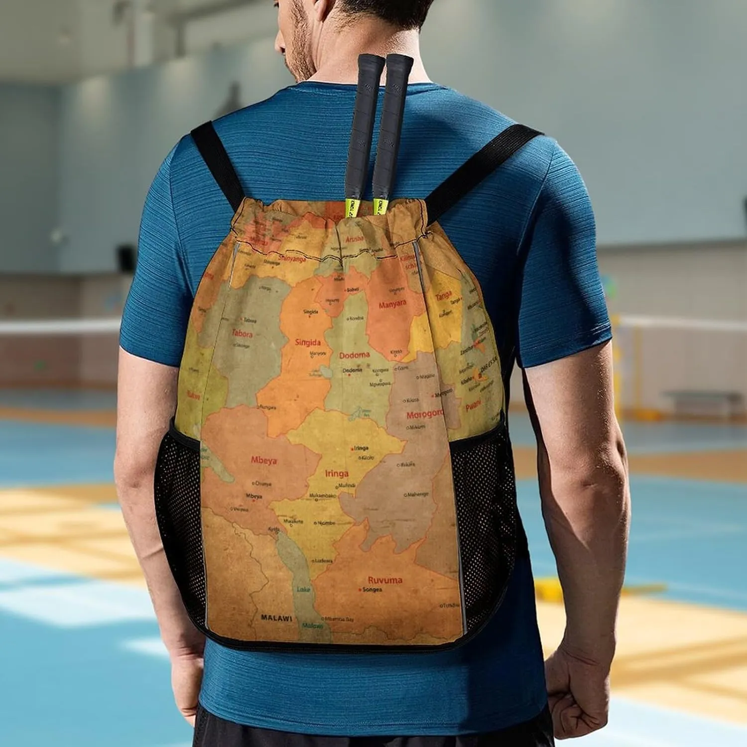 Map of Turkmenistan Storage Bag Drawstring Sports Pocket Backpack, Shoe Bags, Multi-Function Bags