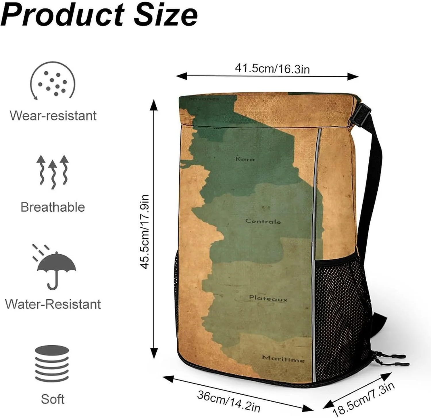 Map of Turkmenistan Storage Bag Drawstring Sports Pocket Backpack, Shoe Bags, Multi-Function Bags