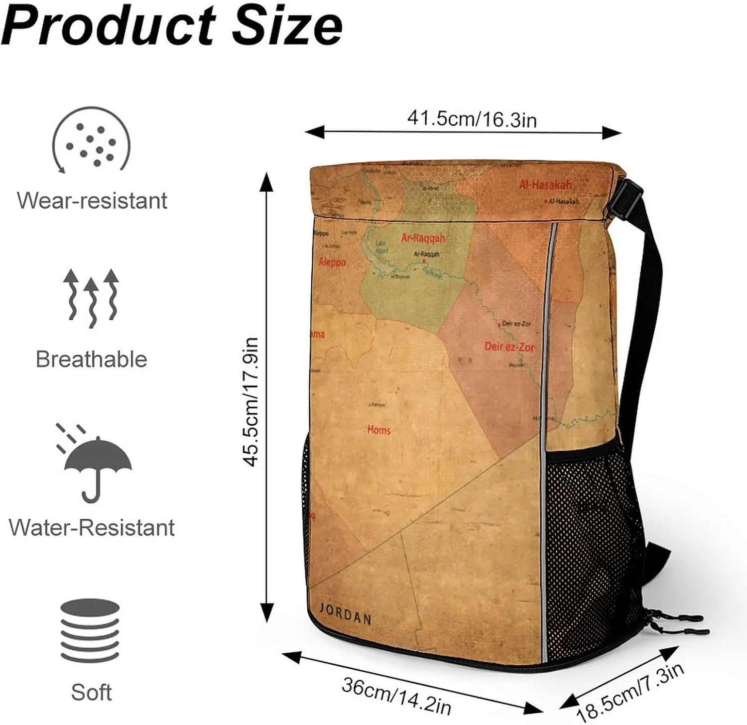 Map of Turkmenistan Storage Bag Drawstring Sports Pocket Backpack, Shoe Bags, Multi-Function Bags