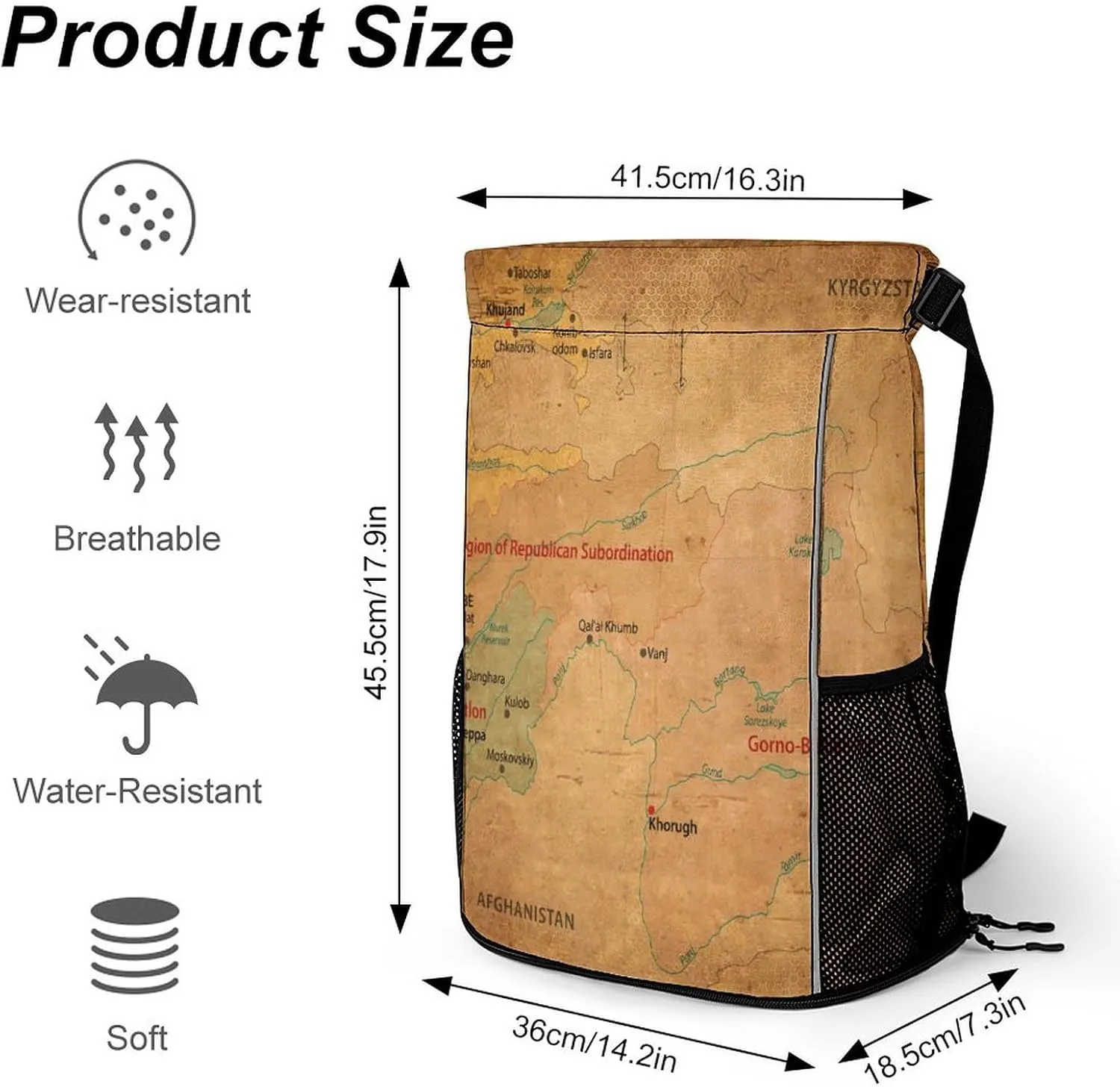 Map of Turkmenistan Storage Bag Drawstring Sports Pocket Backpack, Shoe Bags, Multi-Function Bags
