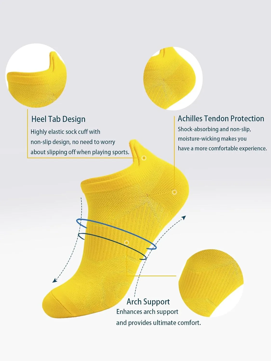 Mens Ankle Socks Athletic Running Socks 5 Pairs Thin Short Socks Shallow Breathable Socks Quick Dry Boat Socks