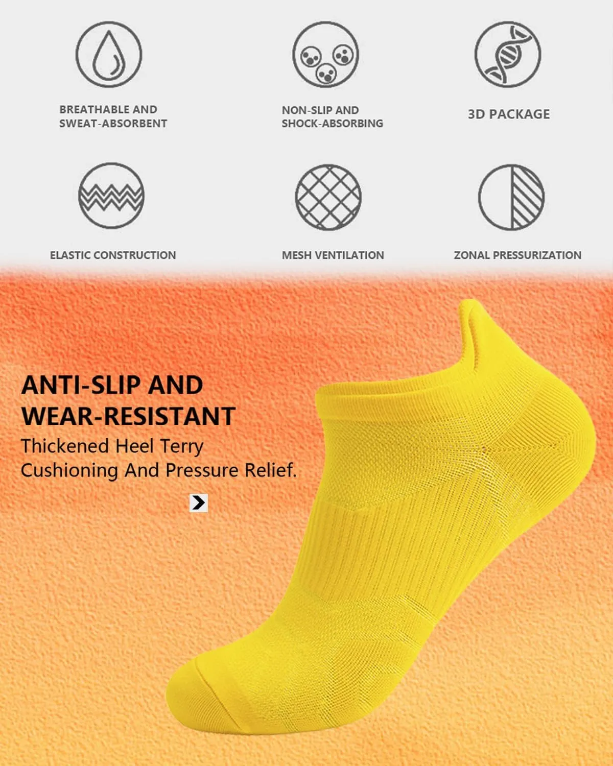Mens Ankle Socks Athletic Running Socks 5 Pairs Thin Short Socks Shallow Breathable Socks Quick Dry Boat Socks