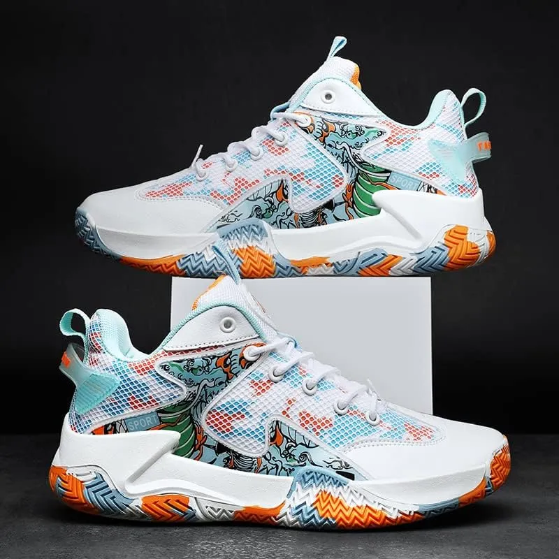 Mens Basketball Shoes Lightweight Non-Slip Breathable Sneakers Outdoor Fashion Training Shoes for Running Walking