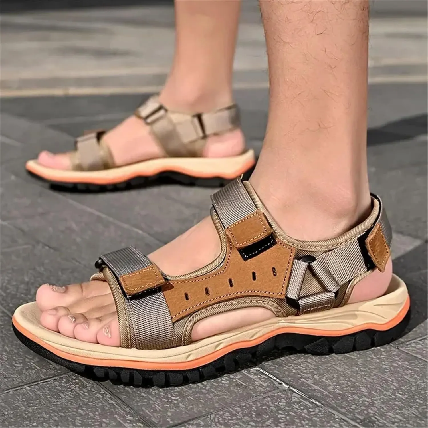 Mens Beach Leather Sandals Outdoor Sports Male Summer Shoes