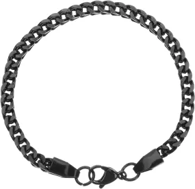 Men's Beaded Bracelet Mens Cuff Bracelet 6mm Black Stainless Steel Fashionable Link Chain Jewelry