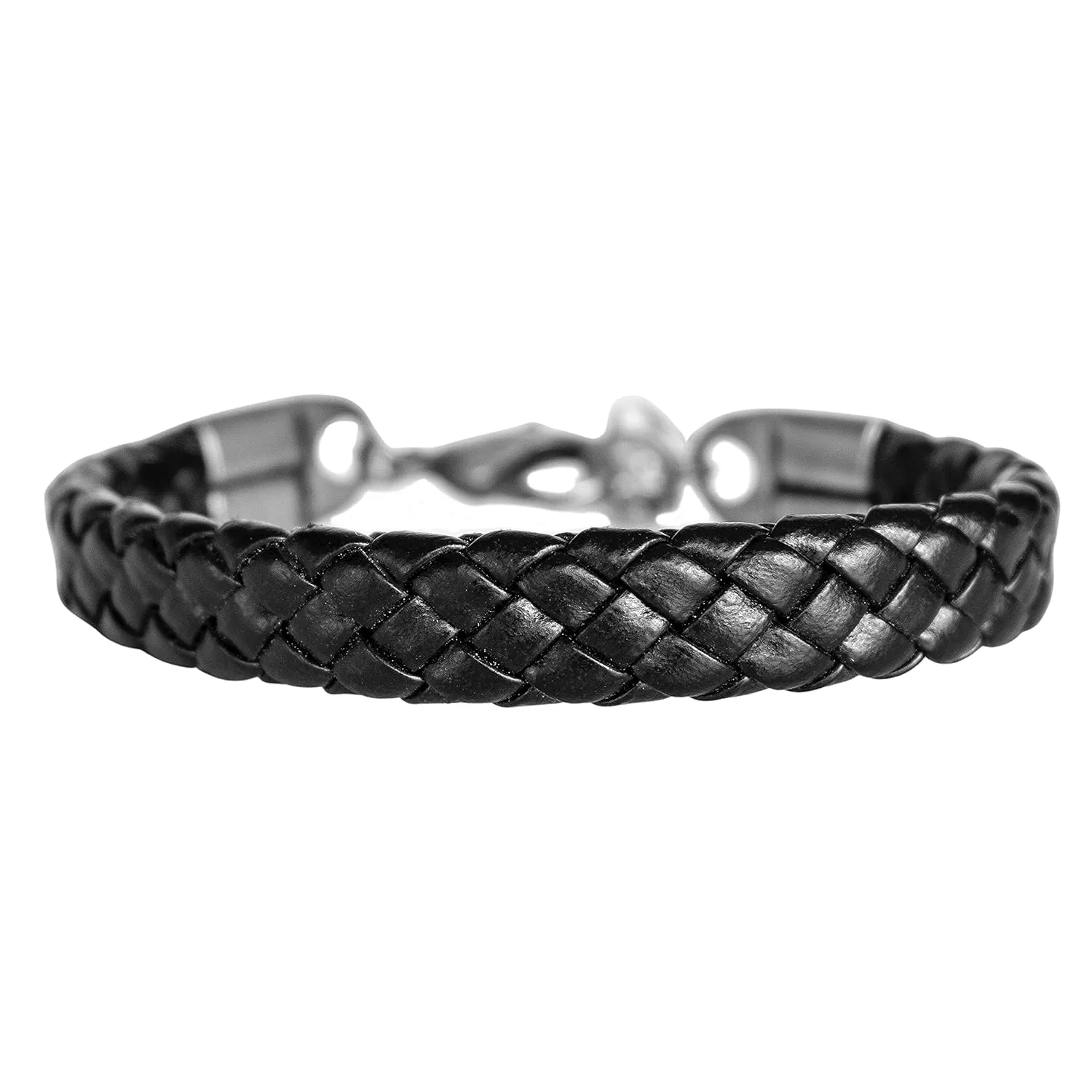 Men's Black Bracelet, Braided Black Leather Bracelet for Men, Minimalist Boho Festival Hippie Bracelet for Men, Handmade Jewelry for Guys by Magoo