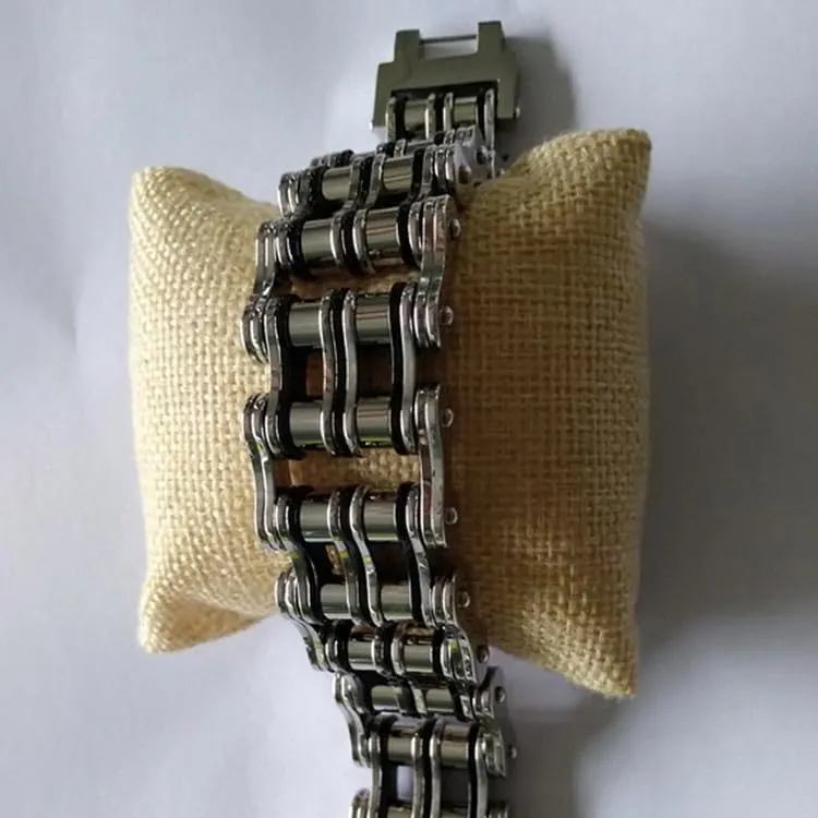 Men's Bracelet Motorcycle Chain Bracelet Mechanical Bracelet Bicycle Chain Bracelet 316L Stainless Steel Silver Chain Bracelet