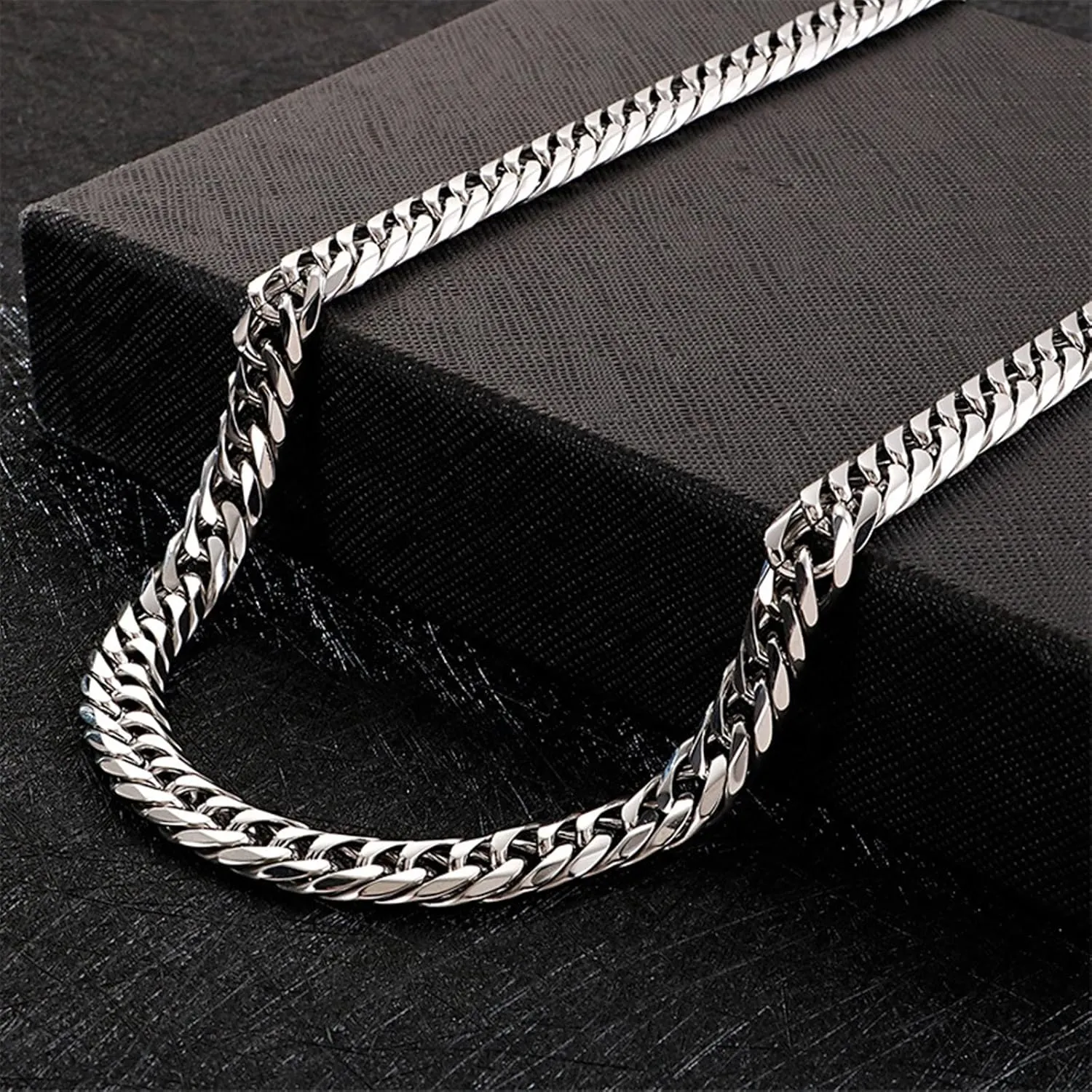 Men's Bracelets, 3D Lock Cuban Chain Stainless Steel Mens Chain Bracelet