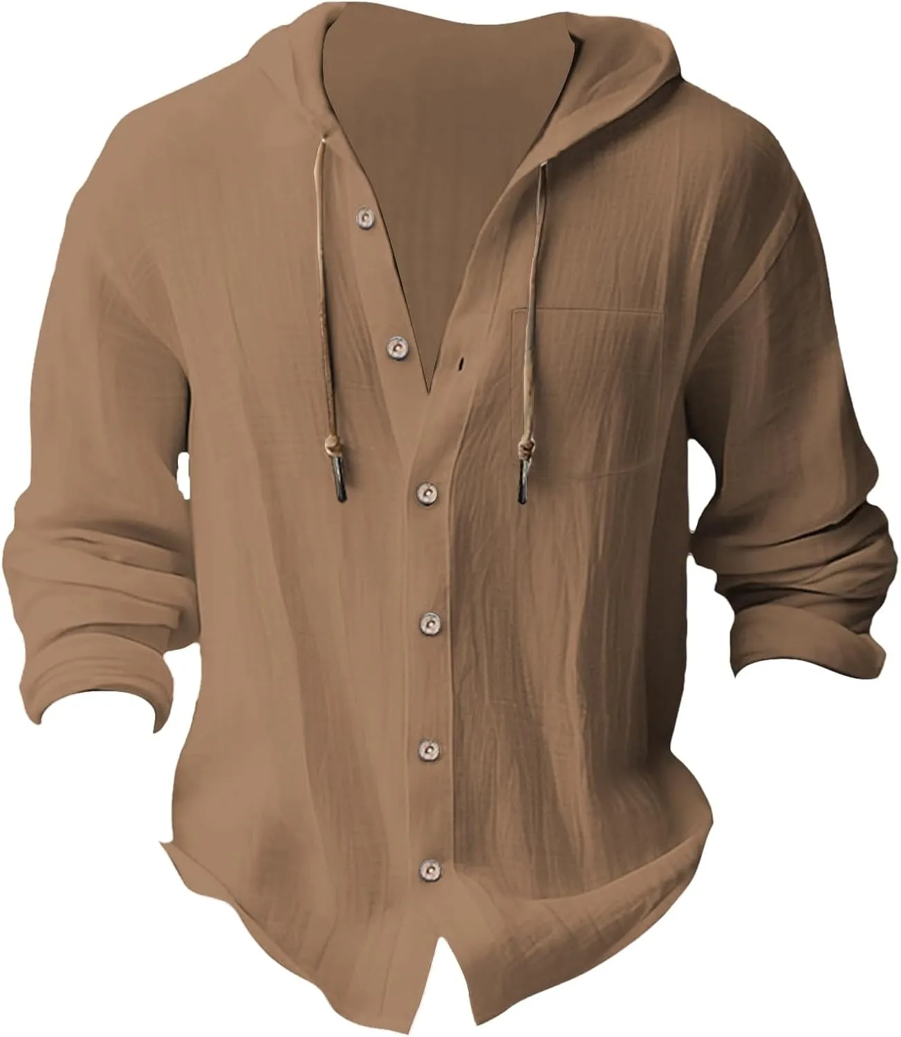 Mens Cotton Linen Shirts Casual Button Down Long Sleeve Hoodies Lightweight Summer Casual Hawaiian Beach Yoga Shirts