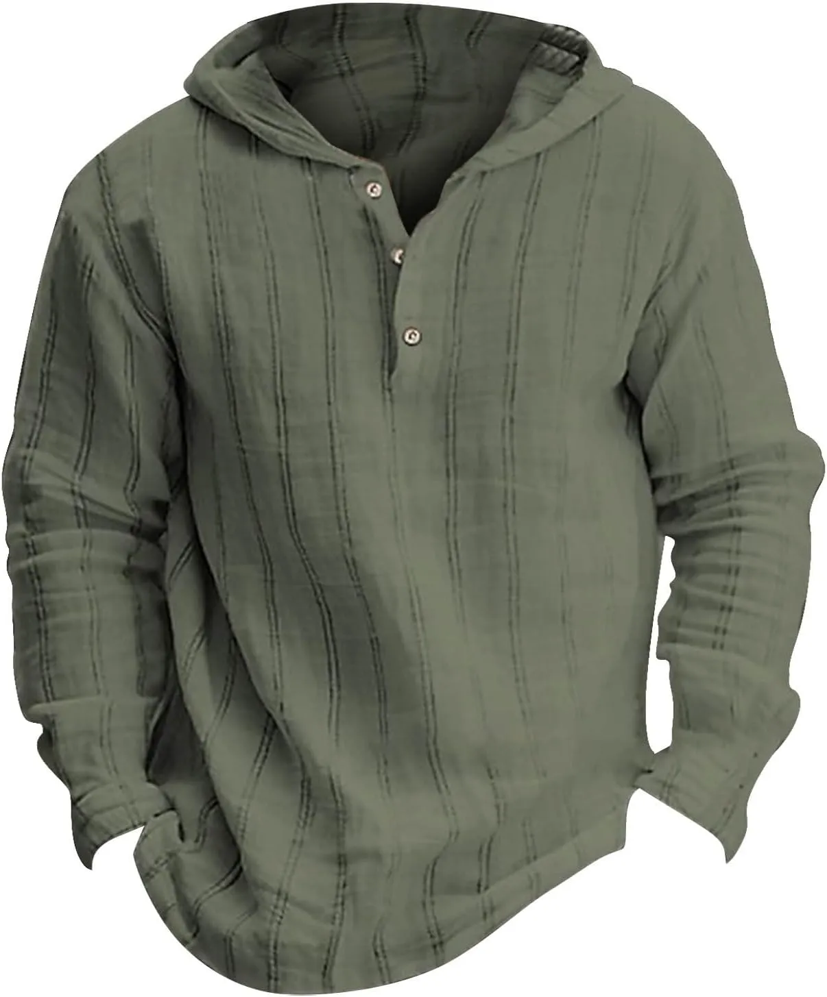 Mens Cotton Linen Shirts with Hood Vintage Long Sleeve Hooded T-Shirts Lightweight Summer Casual Beach Hippie Shirt