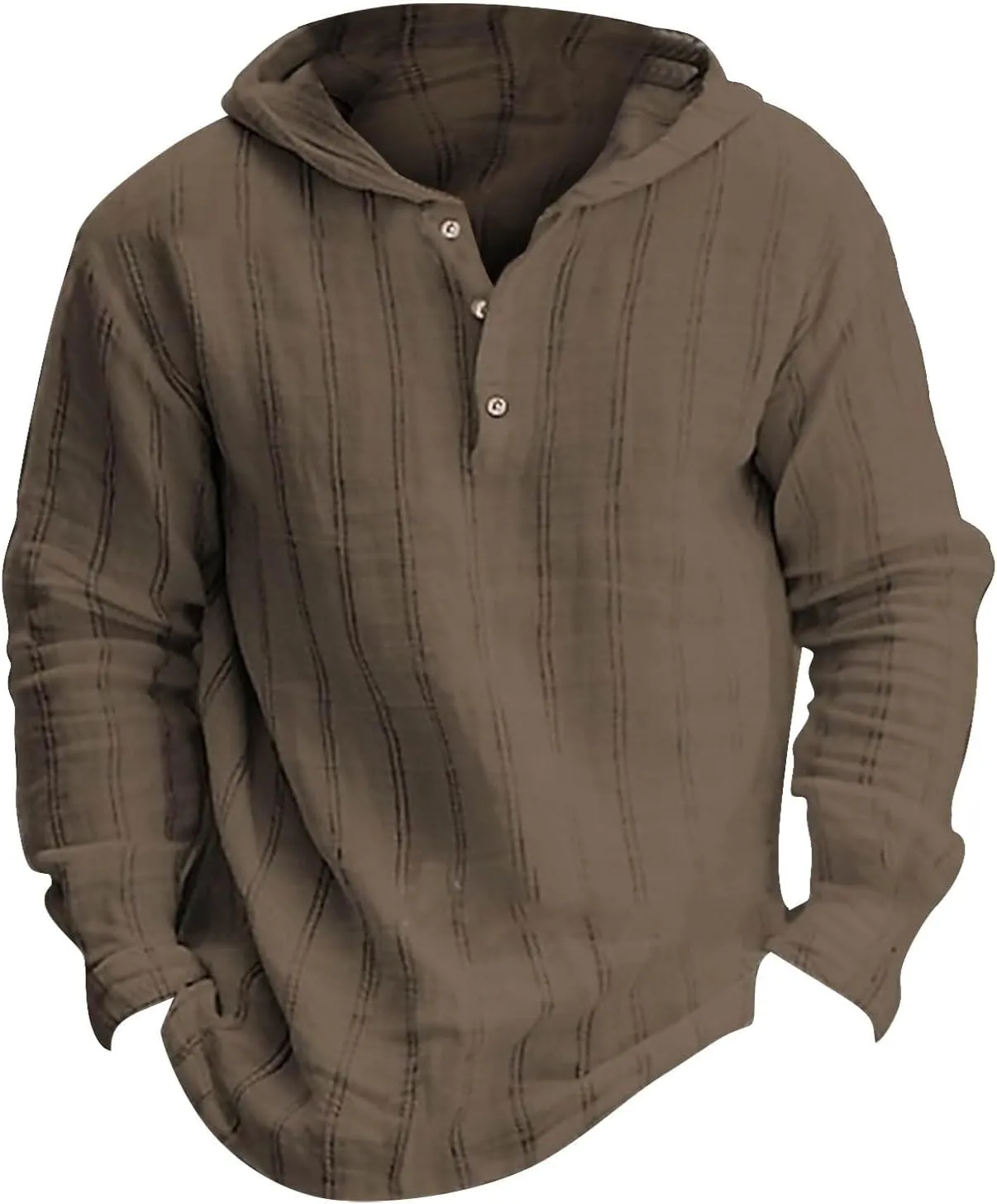 Mens Cotton Linen Shirts with Hood Vintage Long Sleeve Hooded T-Shirts Lightweight Summer Casual Beach Hippie Shirt