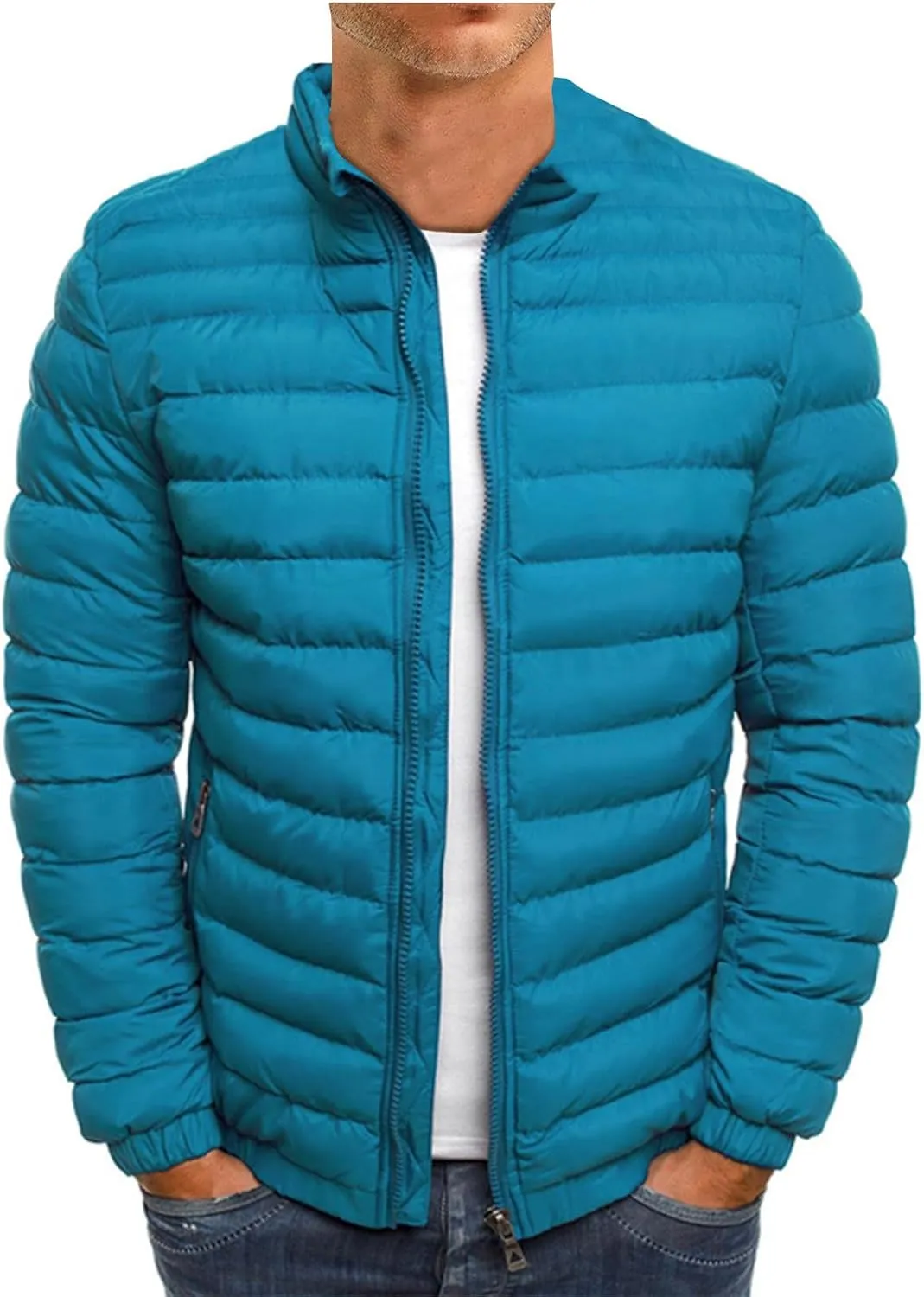 Men's Down Winter Coat Jacket Casual Windproof Zip Up Windbreaker Jackets Warm Padded Coats Big and Jackets, M-2XL