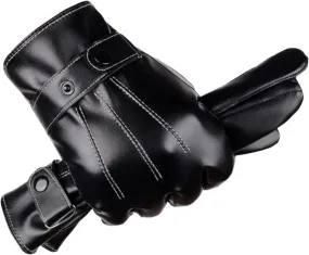 Mens Gloves Genuine Leather Gloves All Fingers Touch Screen Winter Gloves Driving Gloves