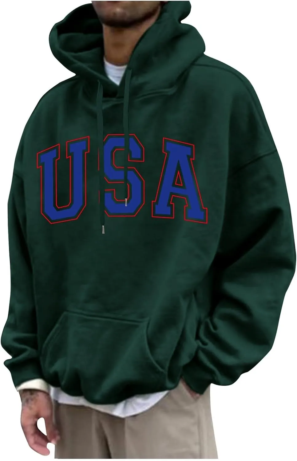 Mens Hoodies Pullover Letter Graphic Print Stylish Sweatshirt Fall Long Sleeve Hoodies Winter Pullover With Pockets