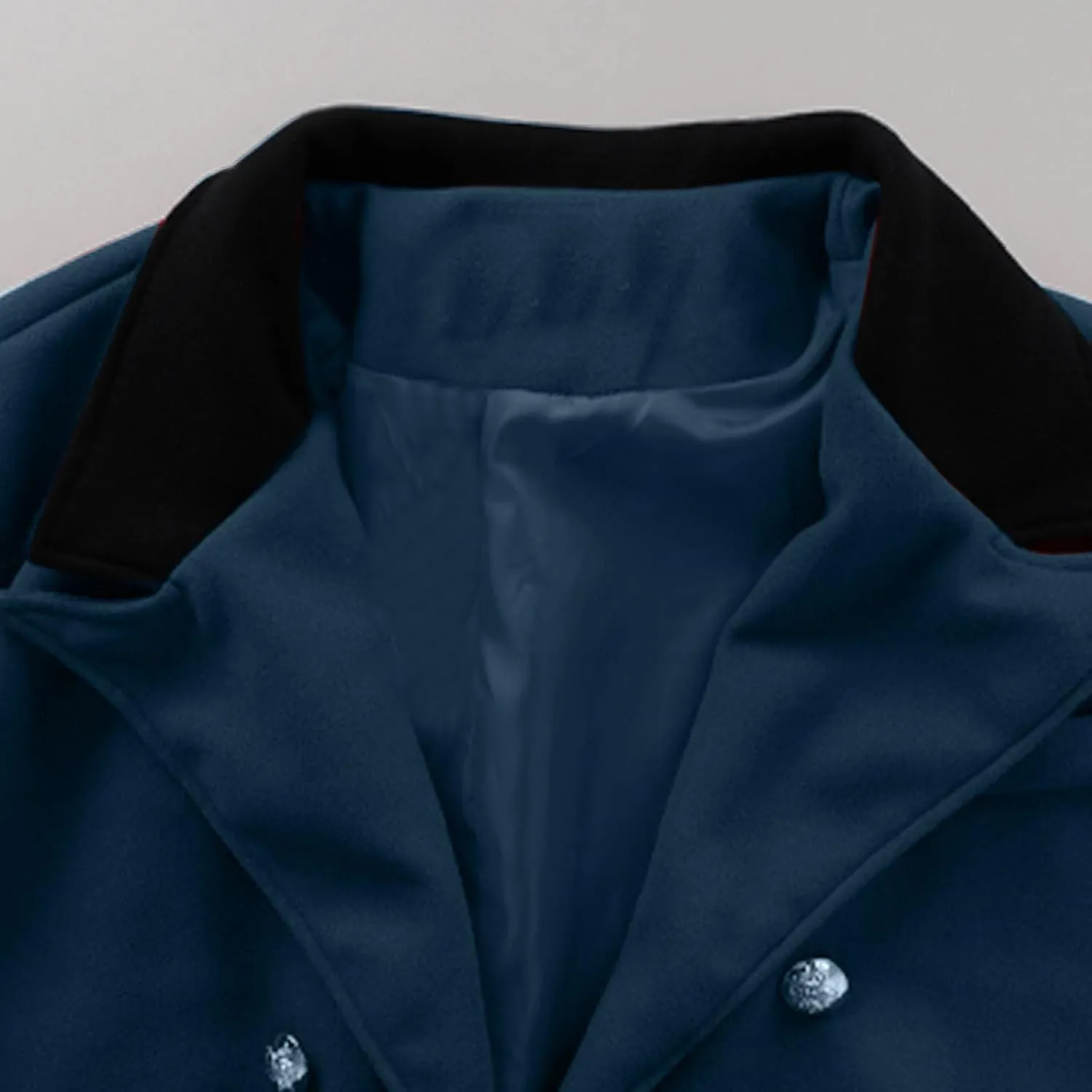 Men's Long Trench Coat Double Wool Breasted Blend Overcoat with Notch Lapel and Pockets Classic Windproof Pea Coat