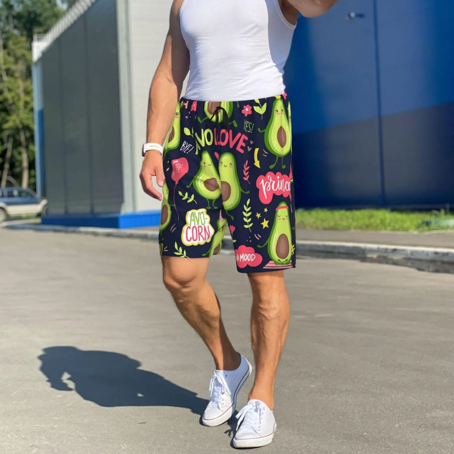 Mens Pajama Pants - Avocado Love Sleep Comfy Shorts Mens Pajama Shorts, Pj Pants for Mens Lounge Shorts
