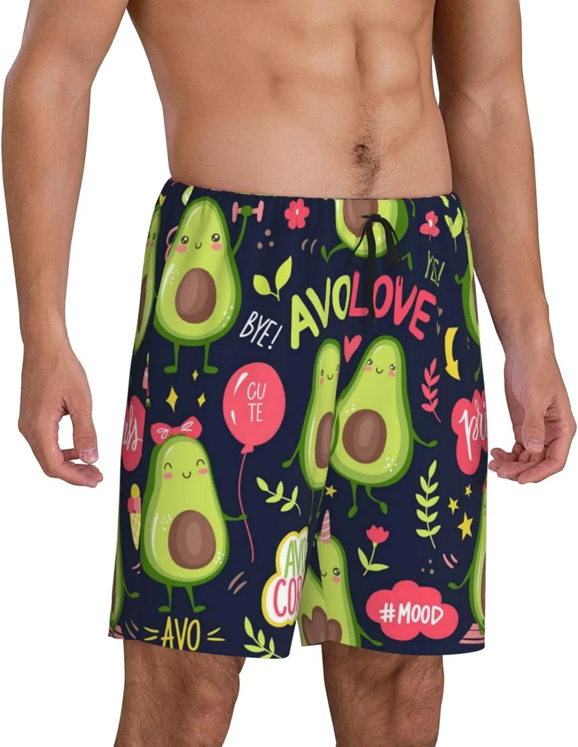 Mens Pajama Pants - Avocado Love Sleep Comfy Shorts Mens Pajama Shorts, Pj Pants for Mens Lounge Shorts