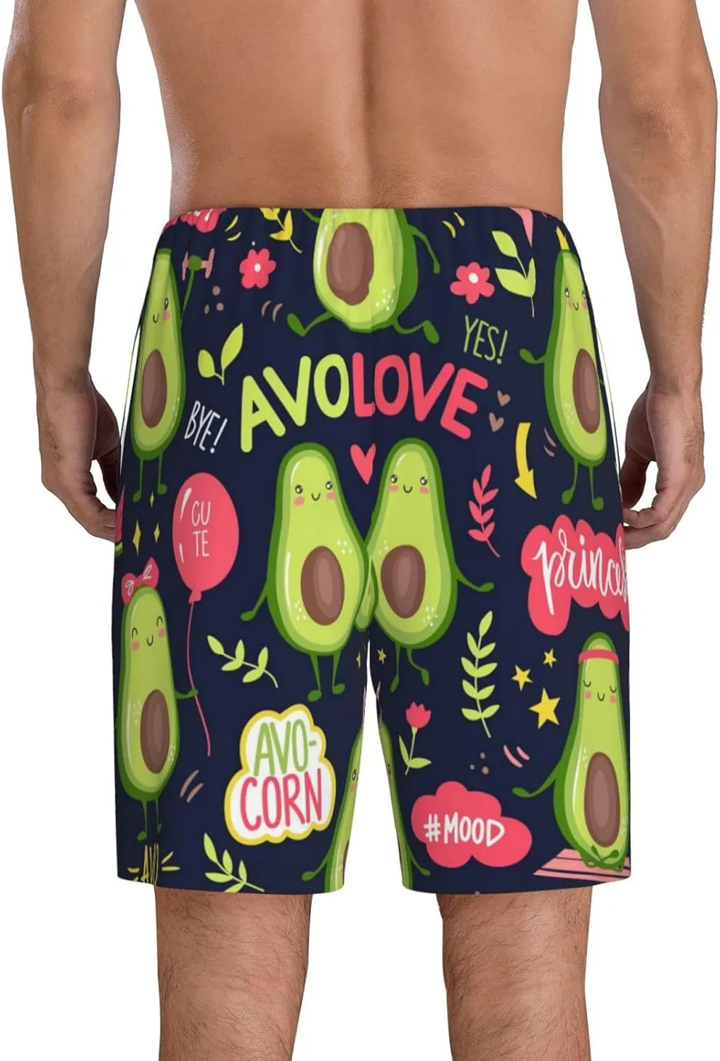 Mens Pajama Pants - Avocado Love Sleep Comfy Shorts Mens Pajama Shorts, Pj Pants for Mens Lounge Shorts