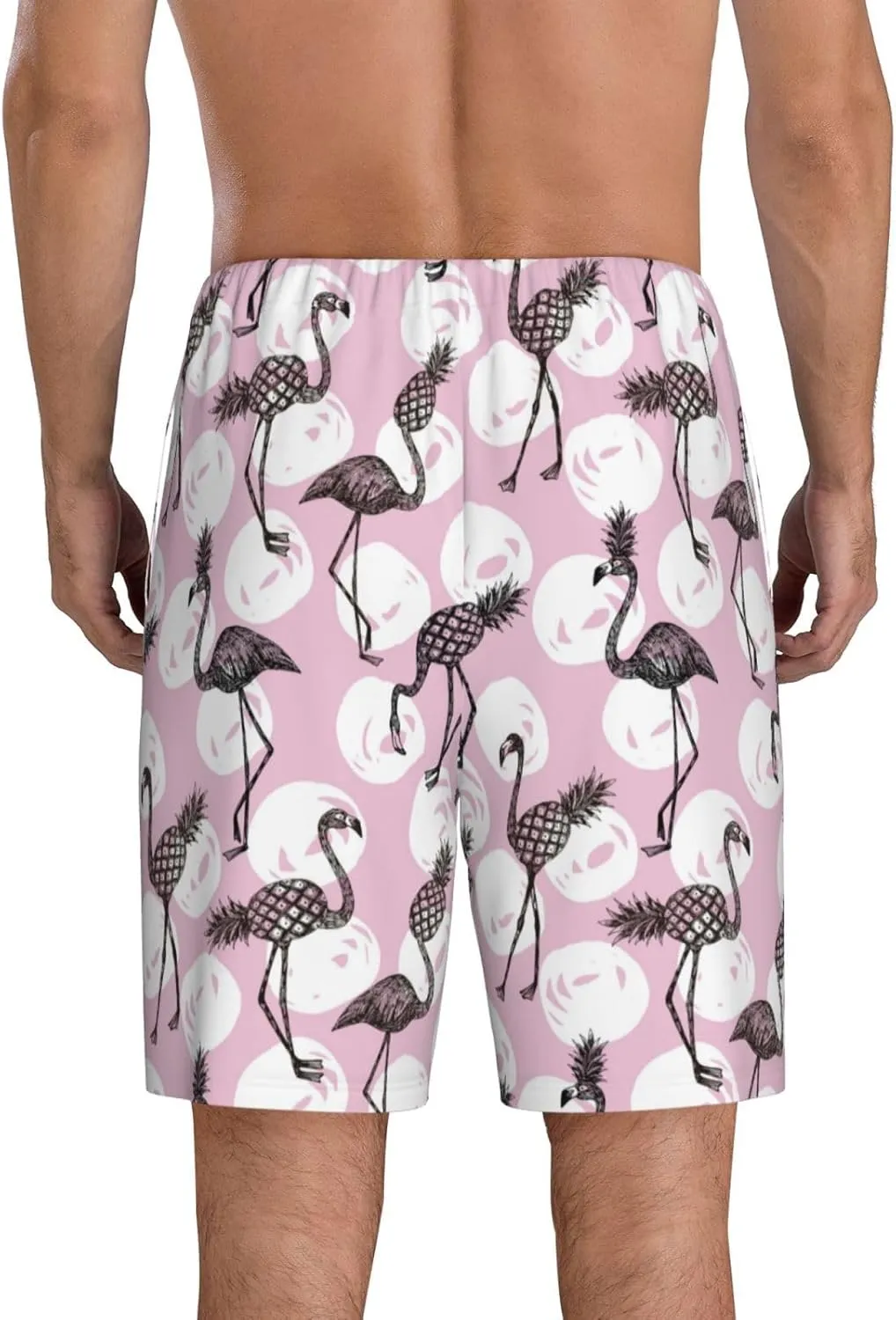 Mens Pajama Pants - Comfy Sleep Shorts Mens Pajama Shorts, Mens Lounge Shorts Pj Pants Pineapple Flamingo