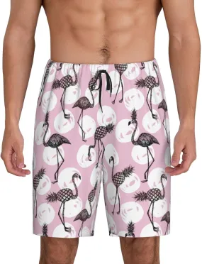 Mens Pajama Pants - Comfy Sleep Shorts Mens Pajama Shorts, Mens Lounge Shorts Pj Pants Pineapple Flamingo