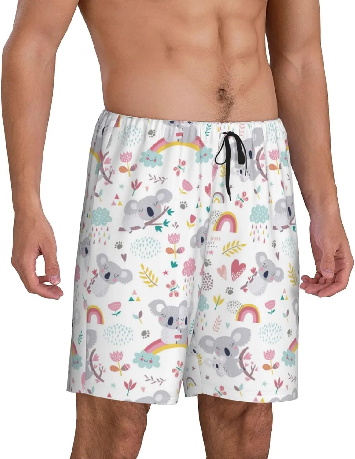 Mens Pajama Pants - Cute Koala Comfy Sleep Shorts Mens Pajama Shorts, Mens Lounge Shorts Pj Pants