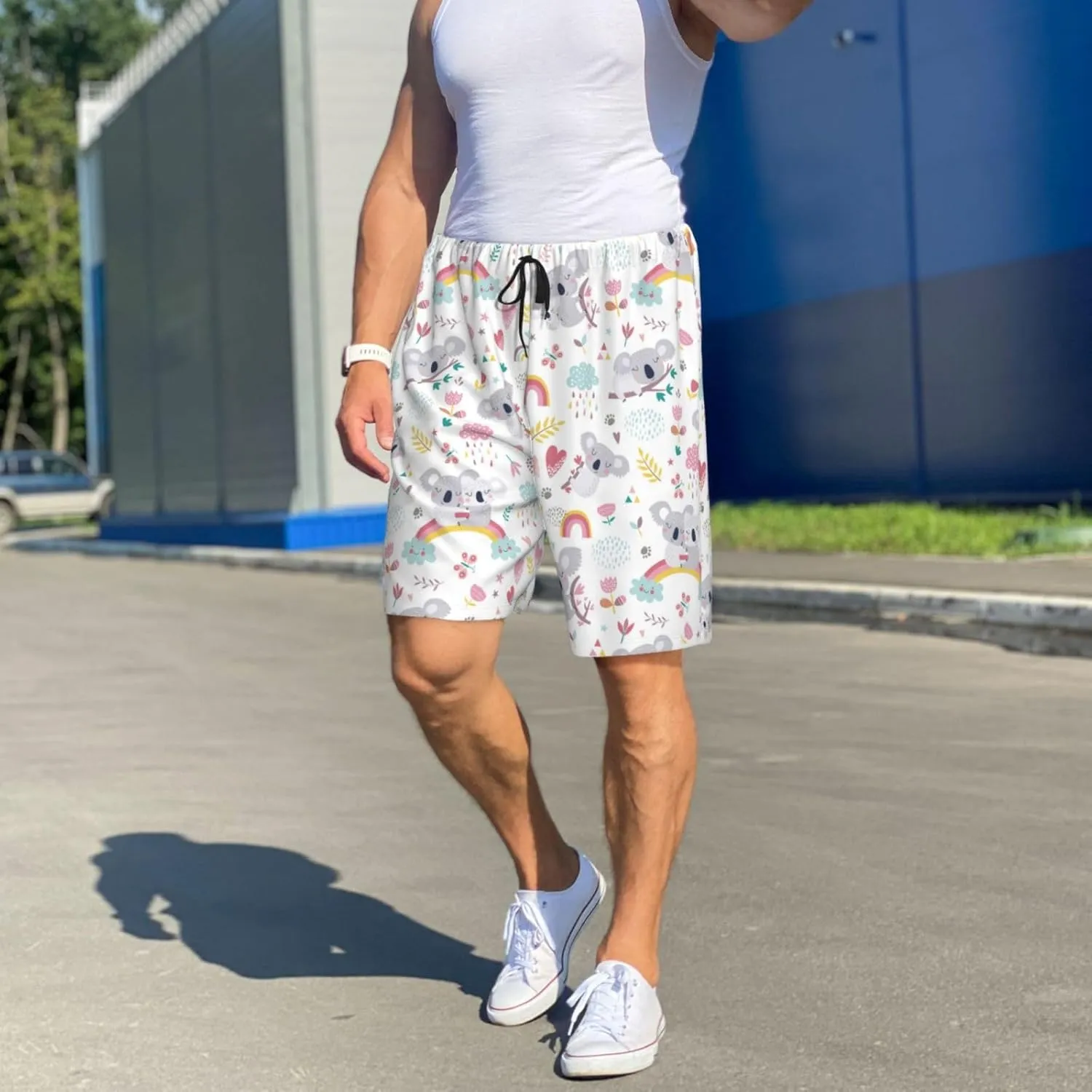 Mens Pajama Pants - Cute Koala Comfy Sleep Shorts Mens Pajama Shorts, Mens Lounge Shorts Pj Pants