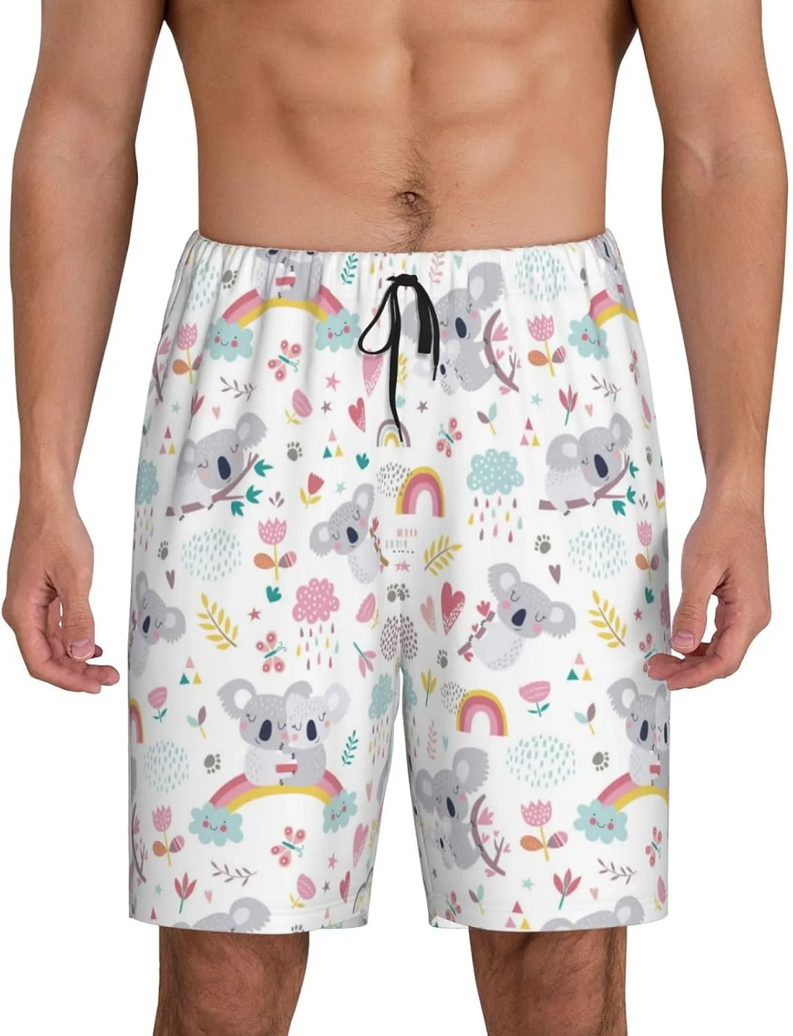 Mens Pajama Pants - Cute Koala Comfy Sleep Shorts Mens Pajama Shorts, Mens Lounge Shorts Pj Pants