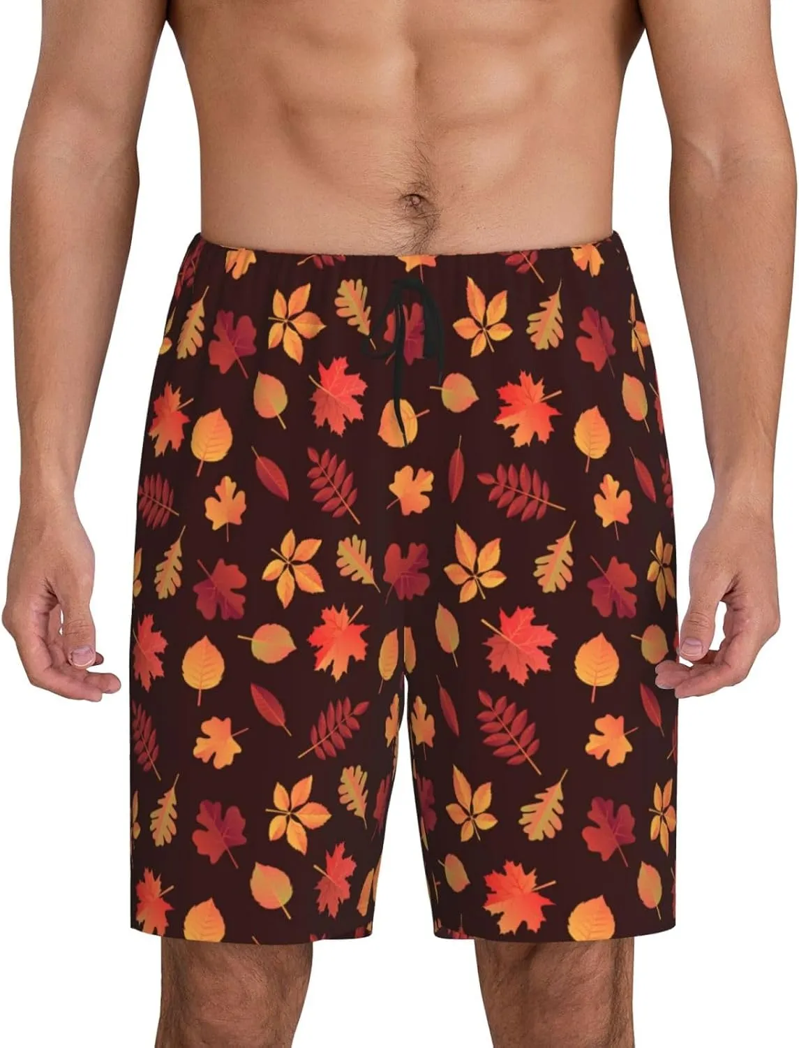 Mens Pajama Pants - fall Maple leaf Sleep Shorts Mens Pajama Shorts, Comfy Pj Pants for Mens Lounge Shorts