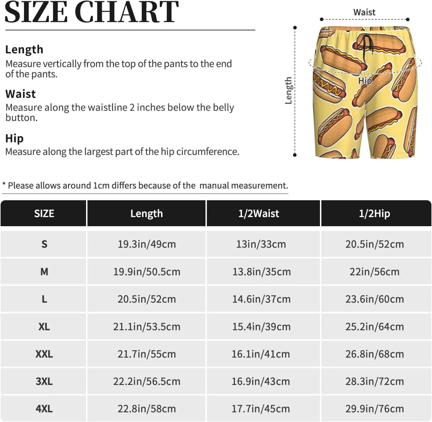 Mens Pajama Pants - Hot Dogs Comfy Sleep Shorts Mens Pajama Shorts, Mens Lounge Shorts Pj Pants