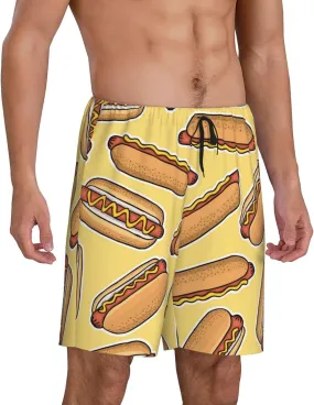 Mens Pajama Pants - Hot Dogs Comfy Sleep Shorts Mens Pajama Shorts, Mens Lounge Shorts Pj Pants
