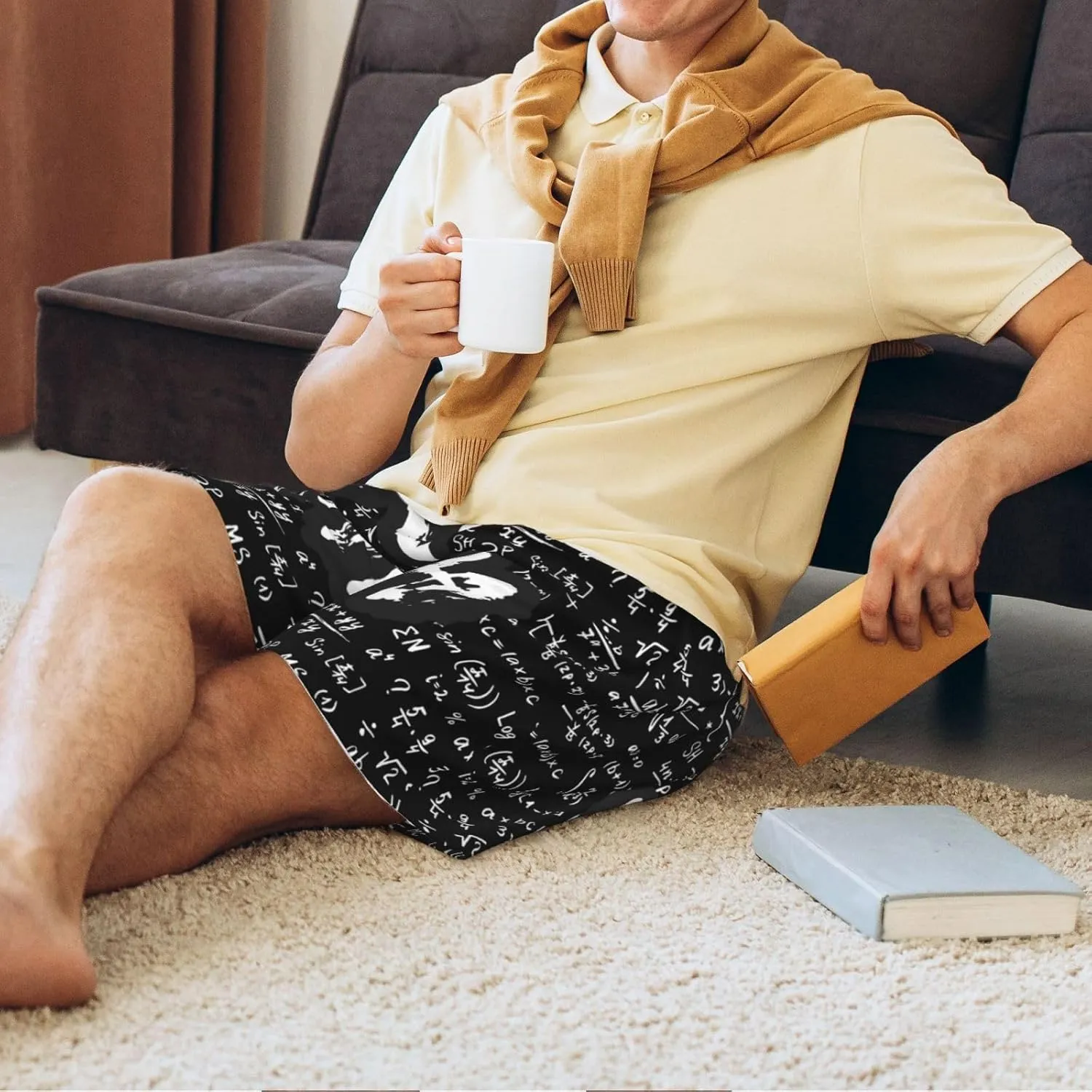 Mens Pajama Pants - I love Math Sleep Shorts Mens Pajama Shorts, Comfy Pj Pants for Mens Lounge Shorts