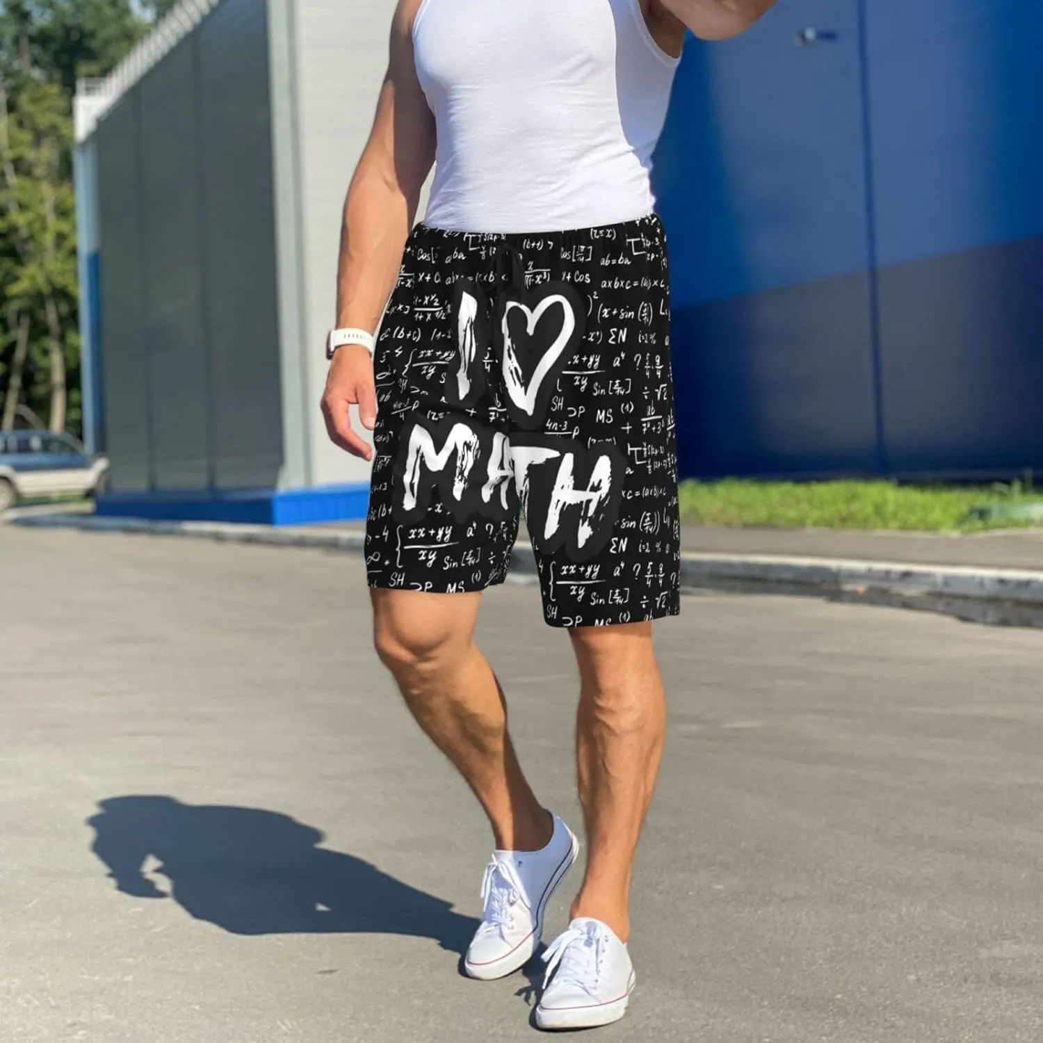 Mens Pajama Pants - I love Math Sleep Shorts Mens Pajama Shorts, Comfy Pj Pants for Mens Lounge Shorts
