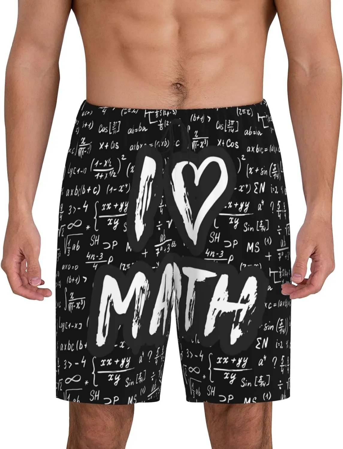Mens Pajama Pants - I love Math Sleep Shorts Mens Pajama Shorts, Comfy Pj Pants for Mens Lounge Shorts